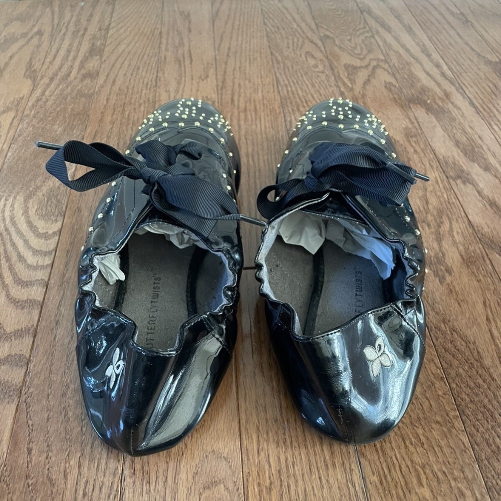 Butterfly Twists Black Oxford Oxfords Patent Leather Shoes Womens 8.5 - Picture 2 of 9